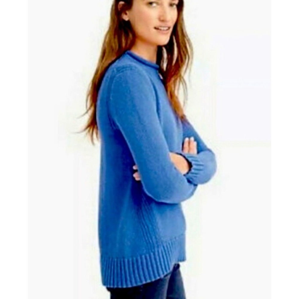 J. Crew Blue Roll Neck Oarsman Sweater Small Preppy Coastal Classic Old Money